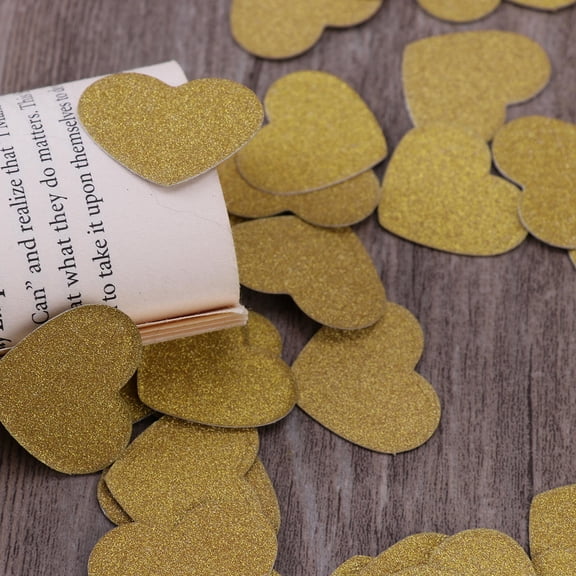 KALLORY 100Pcs Golden Heart Diy Double-Sided Glitter Confetti Paper Wedding Party Supplies Bridal Shower Decorations