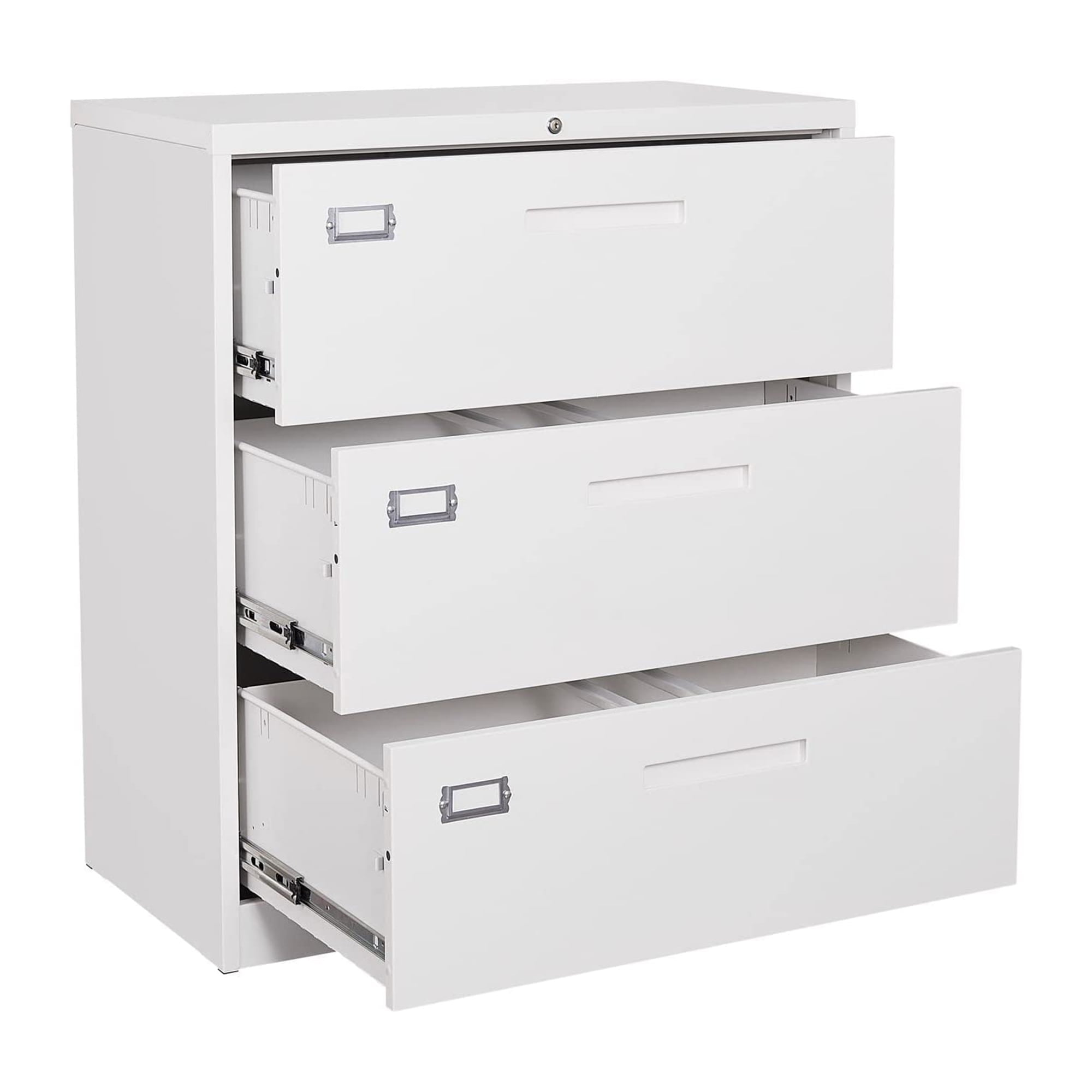 STANI 3 Drawer Lateral File with Lock, White Lateral Filing