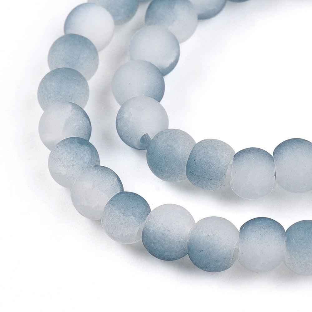 20strands Crackle Glass Beads Strands Round Two Tone Frosted Light Steel Blue 4~4.5x3~4mm Hole: 0.9mm about 215~221pcs/strand 30.31~31.50 inch(77~80cm)