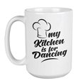 thumbnail image 1 of My Kitchen Is For Dancing. Chef Hat Print Coffee & Tea Gift Mug, And Supplies For A Home Cook Dad, Chef Mom, Culinary Teacher, Cookery Course Student, Men Cooks, And Women Chefs (15oz), 1 of 4