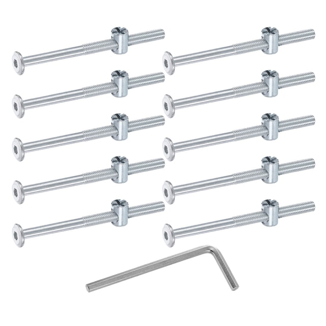 Uxcell 10 Paquete Tornillos para Marco de Cama, M6 x 85mm, Tuercas de Barril y Llave para Sillas