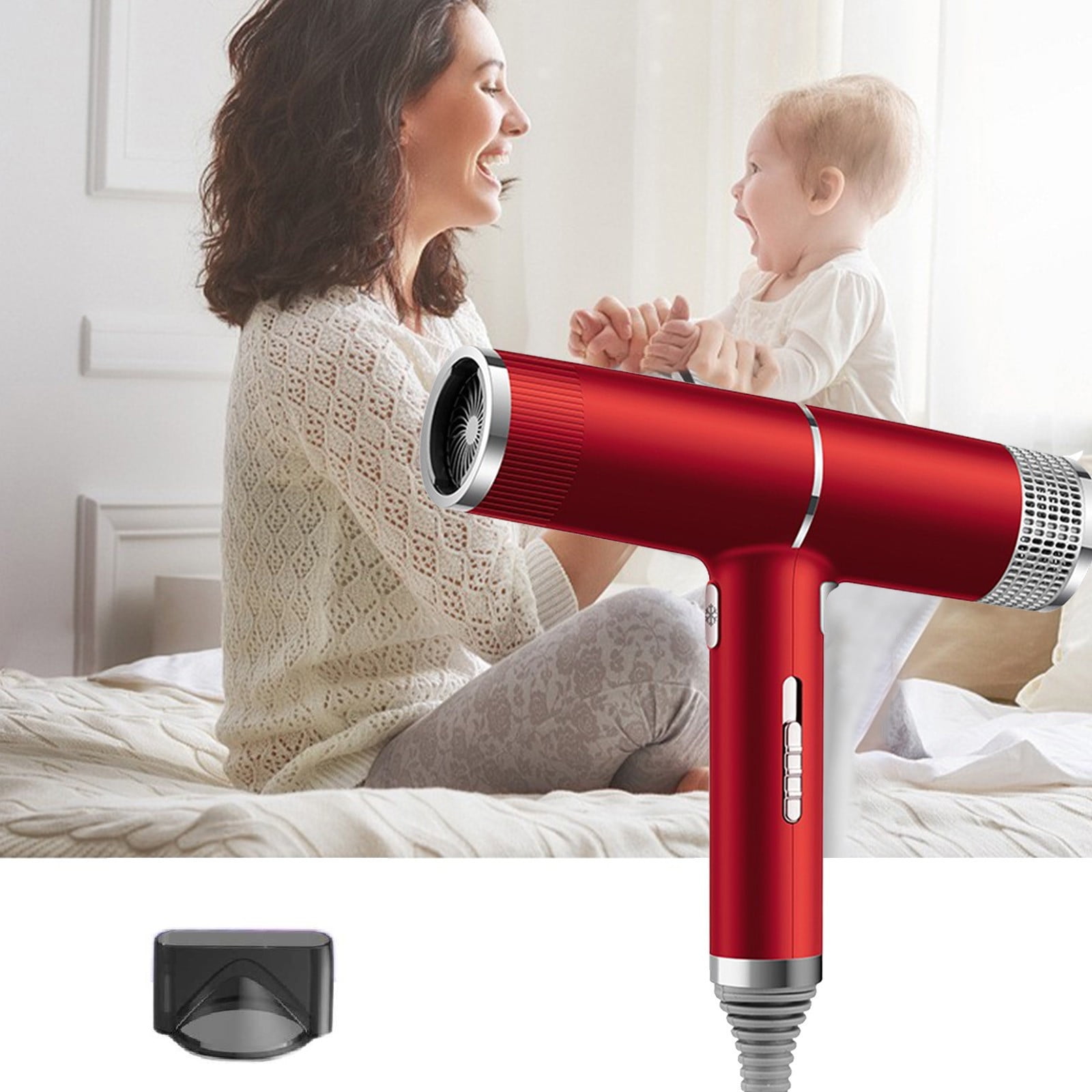 Travel Hair Dryer, 800W High Power, Ionic Conditioning for Frizz-Free Hair, with Curly Hair Styling Nozzle, Compact Design, 110V, Suitable for Normal & Curly Hair, Fast Drying