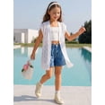 thumbnail image 6 of Rggeeun Toddler Girls Blouses Boho Hollow Out Design Soft Breathable Knit Cardigan Large Flowy for Summer Outdoor Running Classic Tops,White,6-8 Years, 6 of 9