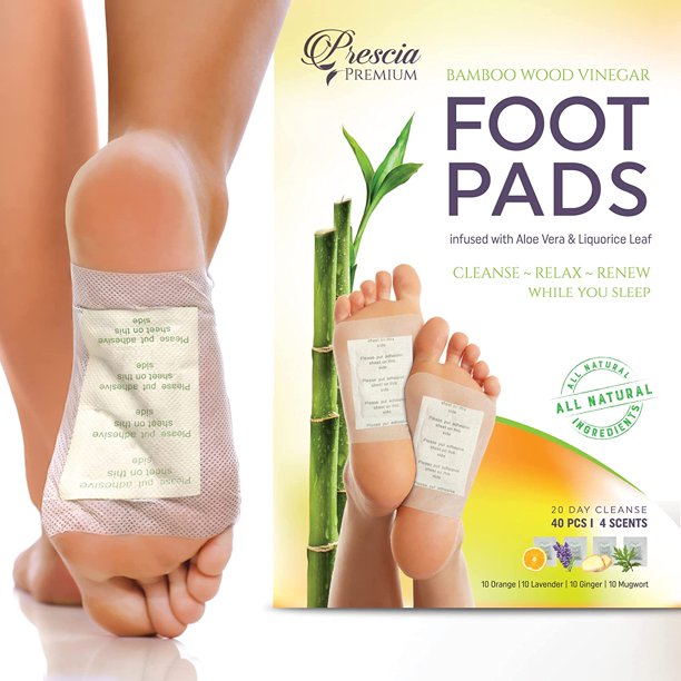 Prescia Detox Foot Pads 40 Pcs, Ginger Foot Detox Pads, Sleep Aid with Pain Relief, All Natural
