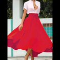thumbnail image 4 of Vestido Bohemio, Elegante, Informal, de Cintura Alta y Estilo Irregular con Bolsillos para Mujer Rojo S, 4 of 9