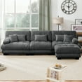 thumbnail image 4 of FFH 133.8" Oversized Cloud Sofa, Sectional Couches with Ottoman, Modern 3 Seater L Shaped Sofa for Living Room (Chenille Dark Gray, 3 Seater with 1 Ottoman), 4 of 11