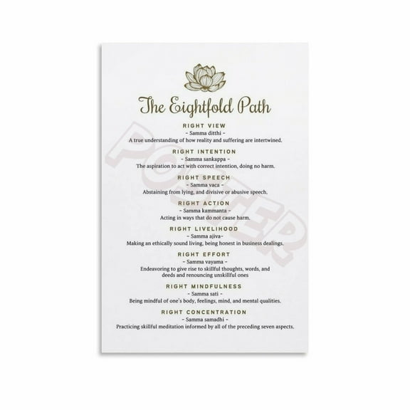 The Eight Fold Path Spiritual Wall Art Poster Buddhist Compassion Quote Poster (2) Canvas Painting Posters And Prints Wall Art for Living Room Bedroom Decor