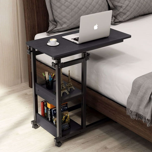 Tribesigns Snack Side Table Mobile End Height Adjustable Bedside Laptop Rolling Cart C Shaped Tv Tray With Storage Shelves For Sofa Couch Com Tribesigns Snack Side Table Mobile End, Sofa Side Tables With Storage