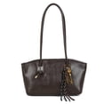 thumbnail image 2 of DGMIOCS Vintage Shoulder Bags for Women Brown Purse Fall Handbag Leather Shoulder Purse with Cute Pendant Coffee, 2 of 5