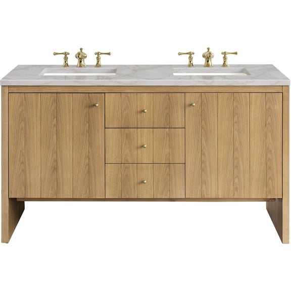 James Martin Vanities 435-V60D-LNO-FVSL Hudson 60" Free Standing Double Basin Poplar Wood