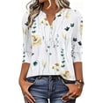 thumbnail image 7 of VDJ Womens Blouses Dressy Casual Tunic Tops Summer Fall 3/4 Sleeve Length V Neck Business Work Floral White Tops Size M, 7 of 7