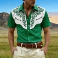 thumbnail image 2 of Mens Shirts Short Sleeve 3D Cowboy Print Lapel Button Down Casual Shirt Green XXXXXL, 2 of 5