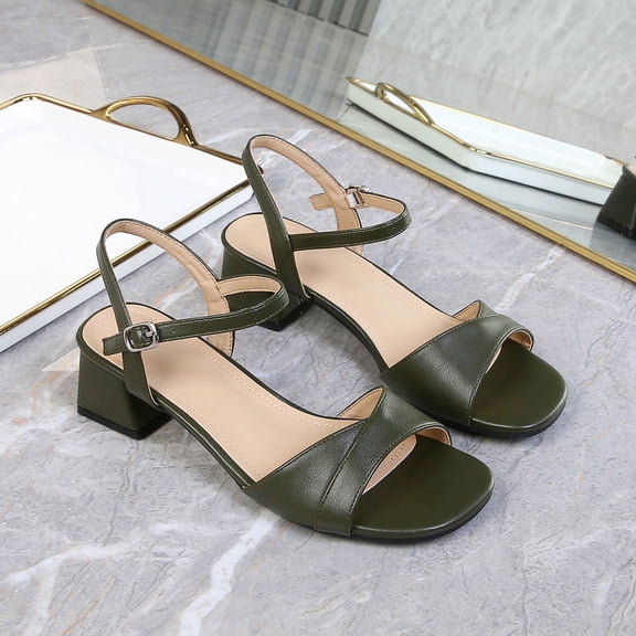 DIVVce Slingback Sandals For Women Open Toe Adjustable Buckle Comfortable Chunky Heel Casual Footwear