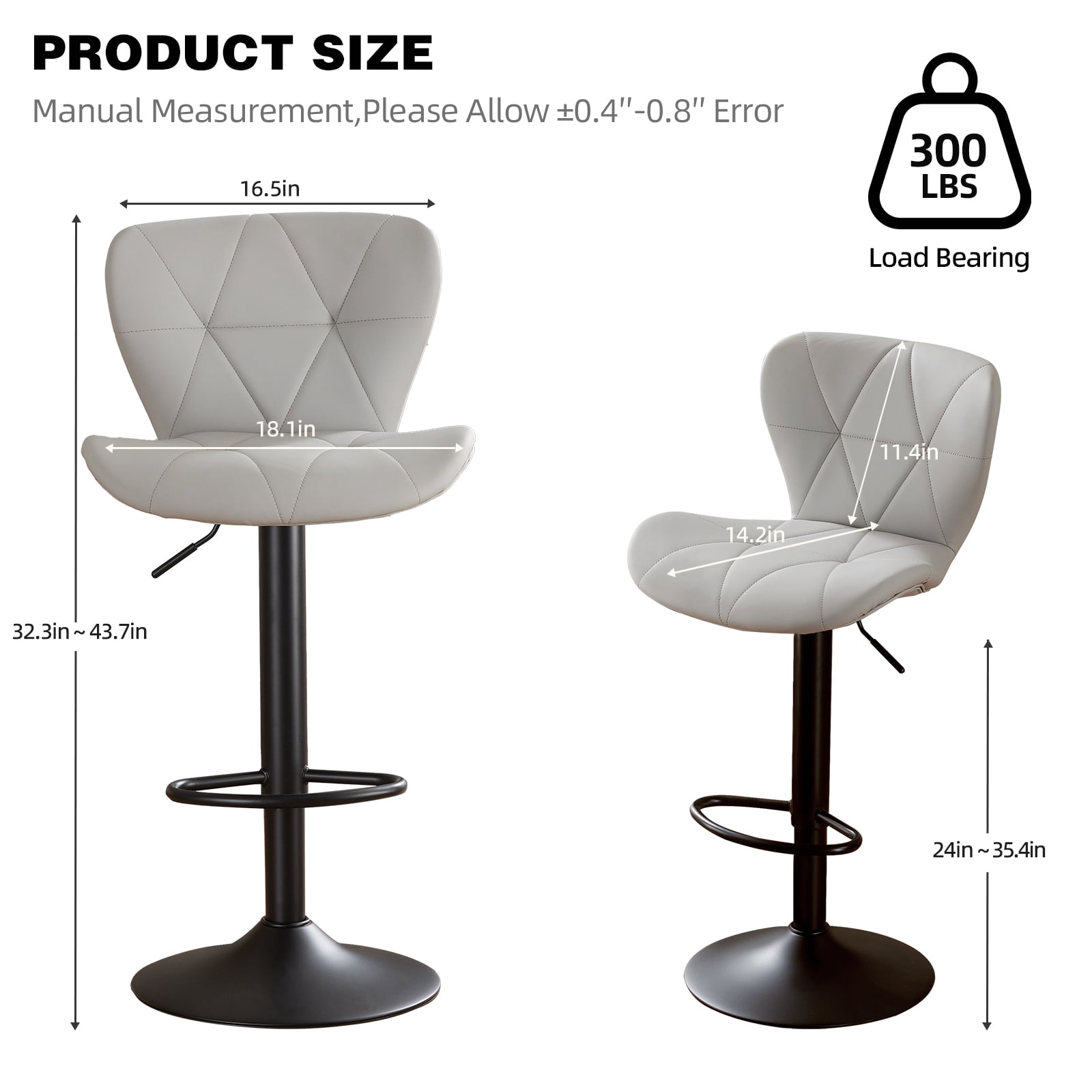 Restworld BarStools Set of 4, Adjustable Faux PU Leather Modern Armless Bar Chairs for Kitchen,Beige