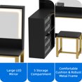 thumbnail image 4 of DEXTRUS 5 Drawers Makeup Vanity Set with LED Mirror & USB Charging for Adult, Black, 4 of 10
