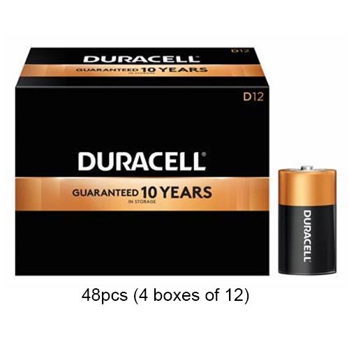 Lot de 48 Piles Alcalines D Duracell CopperTop (MN1300)