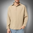 thumbnail image 2 of GuangCheng George Mens Button Up Shirts Long Sleeve Casual Breathable Linen Blend Blouses,Khaki,M, 2 of 9
