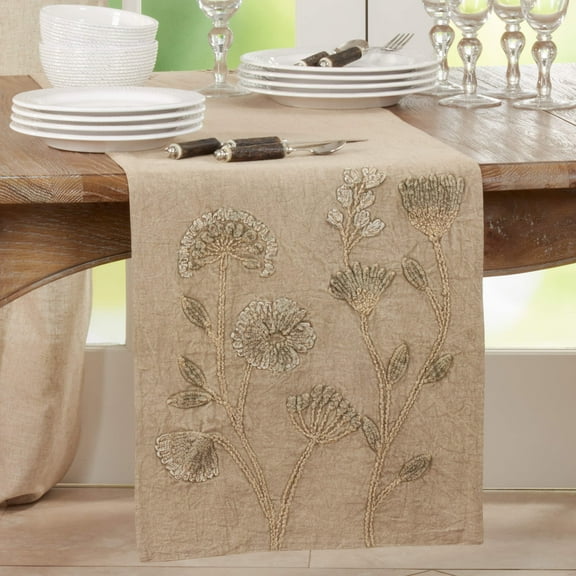 Saro Lifestyle Stone Washed Floral Table Runner