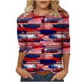 thumbnail image 2 of GaThRRgYP Plus Size Tops for Women,Plus Size Tops for Women Dressy,Women's Fashion Printed T-shirt Mid-length 3/4 Sleeves Blouse Round Neck Casual Tops Multicolor S, 2 of 4