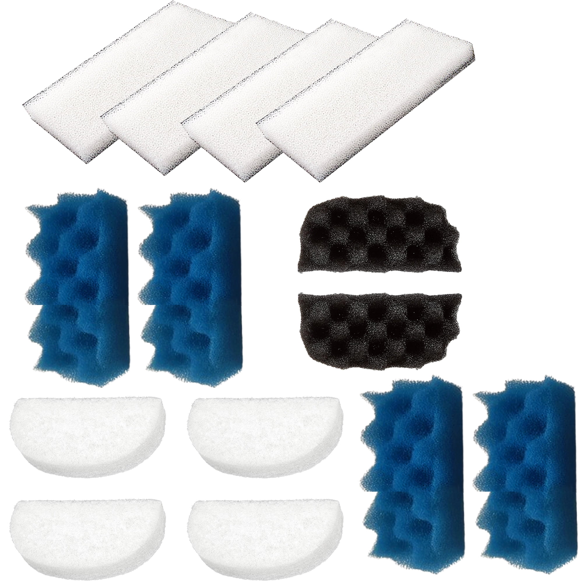 Qzbhct 4 Pcs Black Bio-Foam, 6 Blue Foam Max Filter, 6 Fine Filter Pad, 6 White Foam Filters Kit for Fluval 106/107 Canister Filtration Systems