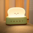 thumbnail image 1 of Linda lámpara para tostadas para niños, decoración estética de escritorio, luz nocturna para pan con brillo ajustable recargable portátil (verde), 1 of 5