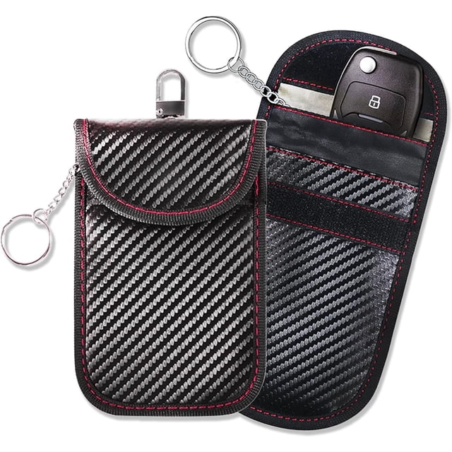 Protector de llavero – Paquete de 2 bolsas para llavero de bloqueo de señal para llavero de seguridad del coche bloqueador de señal antirrobo (paquete de 2, negro)