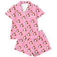 thumbnail image 6 of Soft Smooth Milk Silk Halloween Pajamas for Women Adorable Pumpkin Ghost Graphic Lapel Short Sleeve Two Piece Set Loose Casual Shorts Loungewear All Season Nightwear, 6 of 6