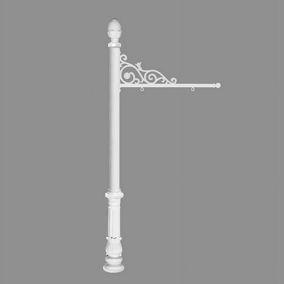 QualArc REPST-703-WHT 5 in. Prestige Real Estate Sign System with Pineapple Finial & Ornate Base - White Color