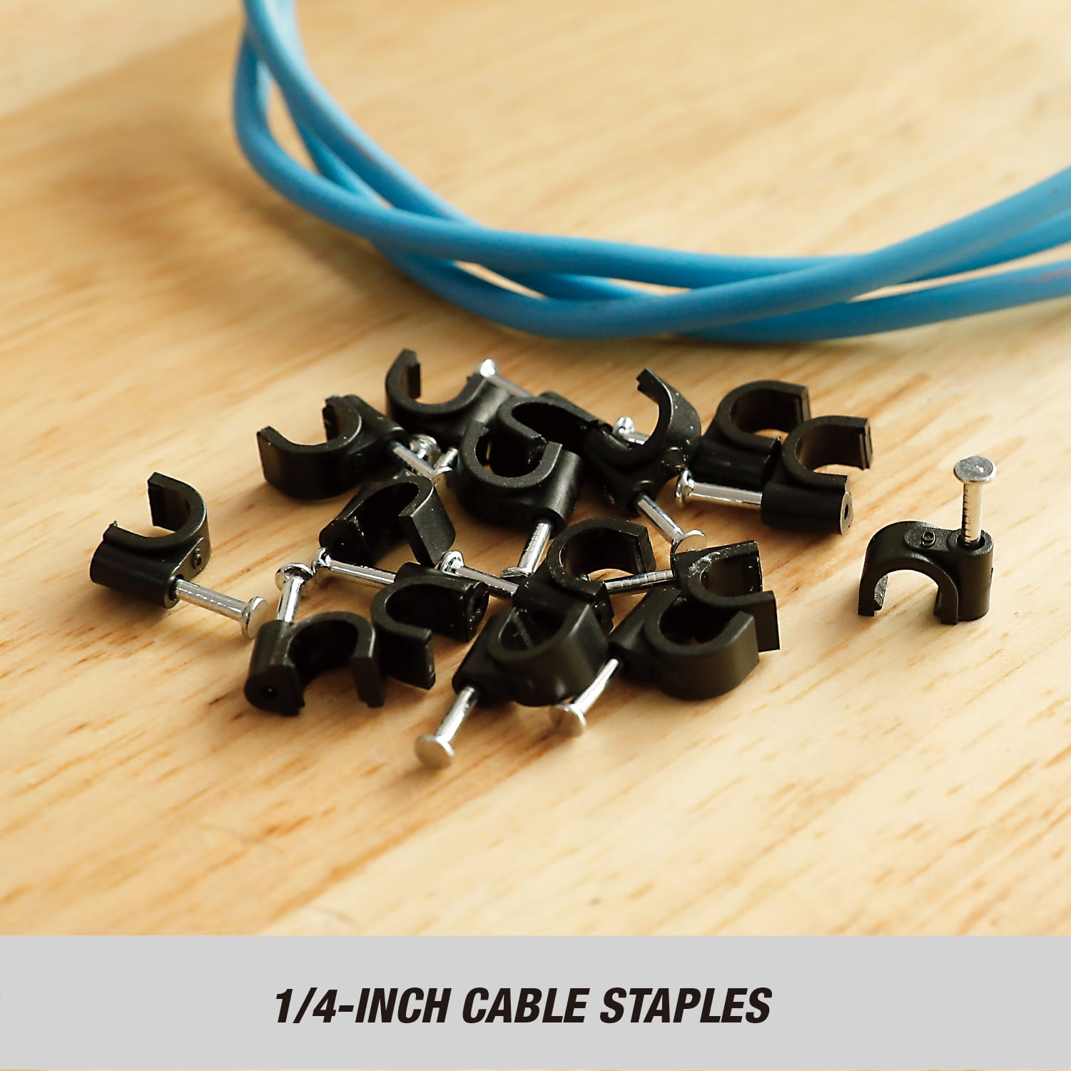Hyper Tough 25-Pack Coax Cable Staples Black