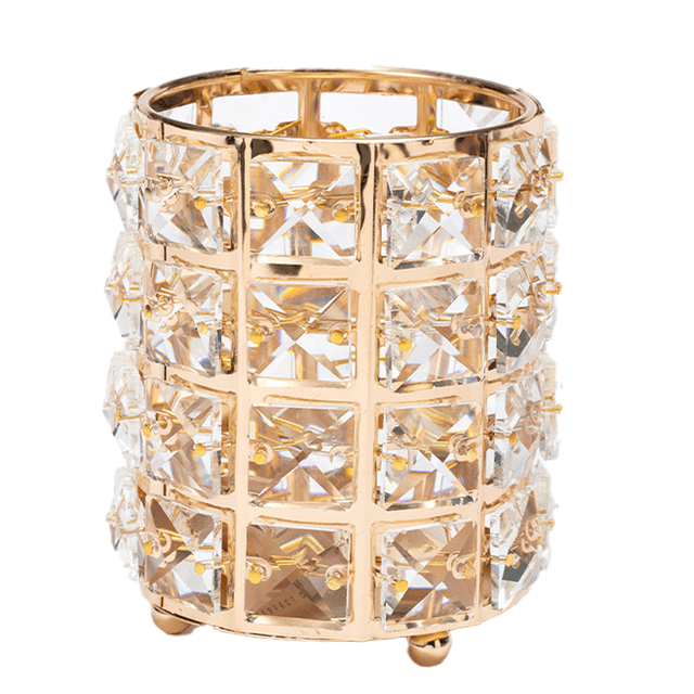 Estrela - Soporte para brochas de maquillaje de cristal hecho a mano, lápiz de cejas, colección de vasos, organizador de almacenamiento de cosméticos para tocador, baño, dormitorio, escritorio de
