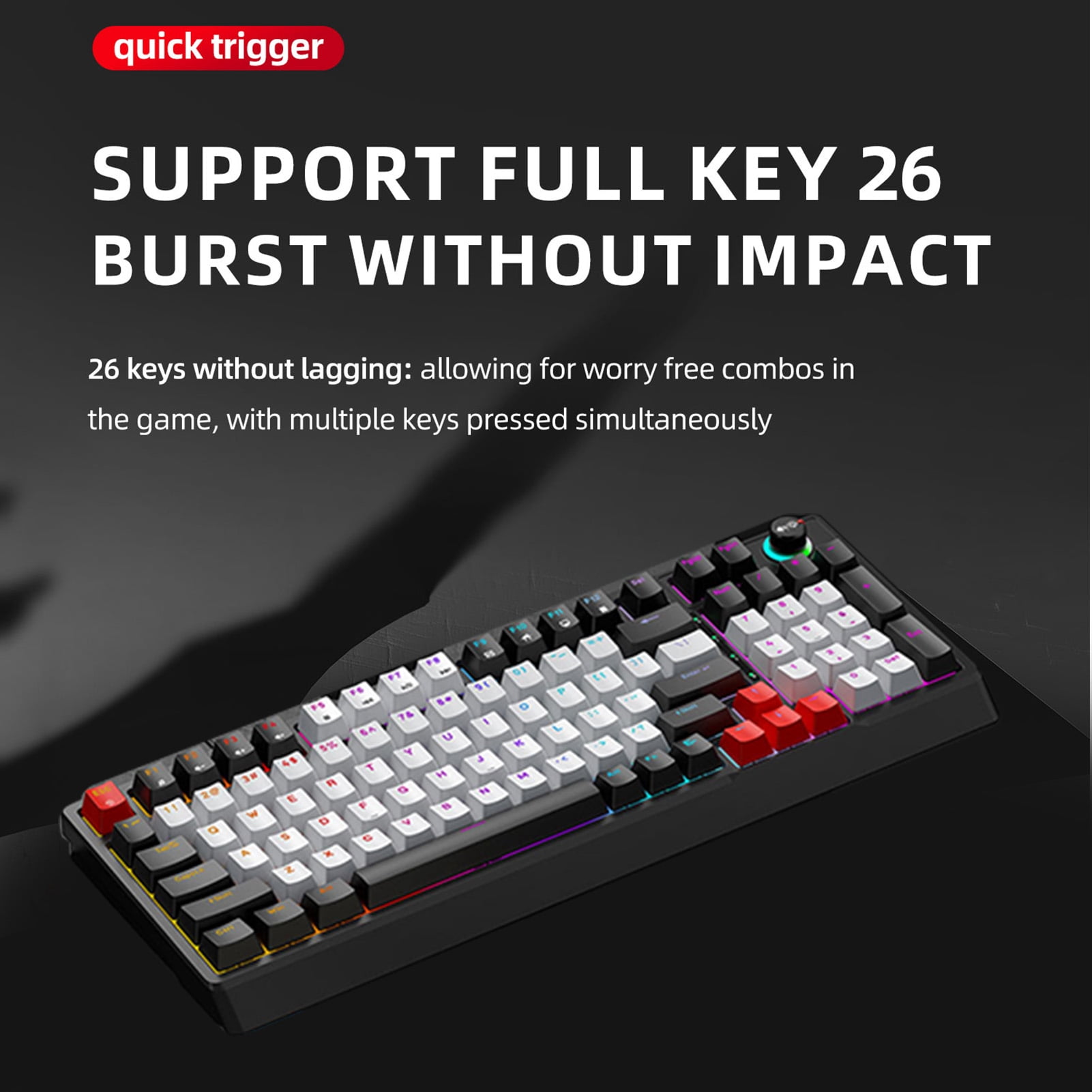 LED T50 RGB Mechanical Keyboard Hot Swappable Blue Switch Dynamic Lighting Ergonomic Design for PC Gaming Typing Work