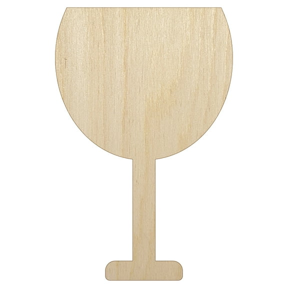 Wine Glass Solid Wood Shape Unfinished Piece Cutout Craft DIY Projects - 4.70 Inch Size - 1/8 Inch Thick