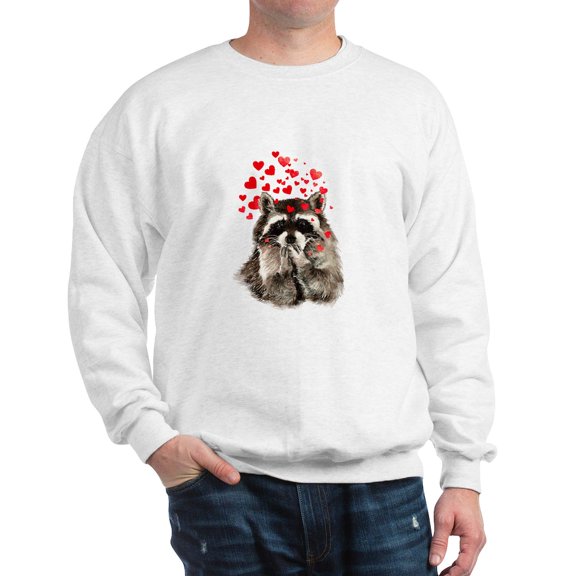 CafePress - Raccoon Blowing Kisses Cute Animal Love Sweater - Crew Neck Sweatshirt