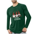 thumbnail image 2 of SYMOID Pajamas Mens Christmas Gnome Long Sleeve T-Shirt - Merry Christmas, Soft Stretchy Army Green Tee, Casual Crew Neck, Sizes M-XXXXL,Size 3XL, 2 of 4