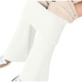thumbnail image 6 of Flared Leggings for Girls with Sherpa Plush Lining Thick Stretch Bell Bottom Winter Pants High Waisted Trouser (130, White), 6 of 7