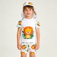 thumbnail image 2 of Boy's Swimsuits Long Sleeve Rash Guard Coconut Letter Print Trunks Cap 3 Pcs Beachwear, 2 of 9