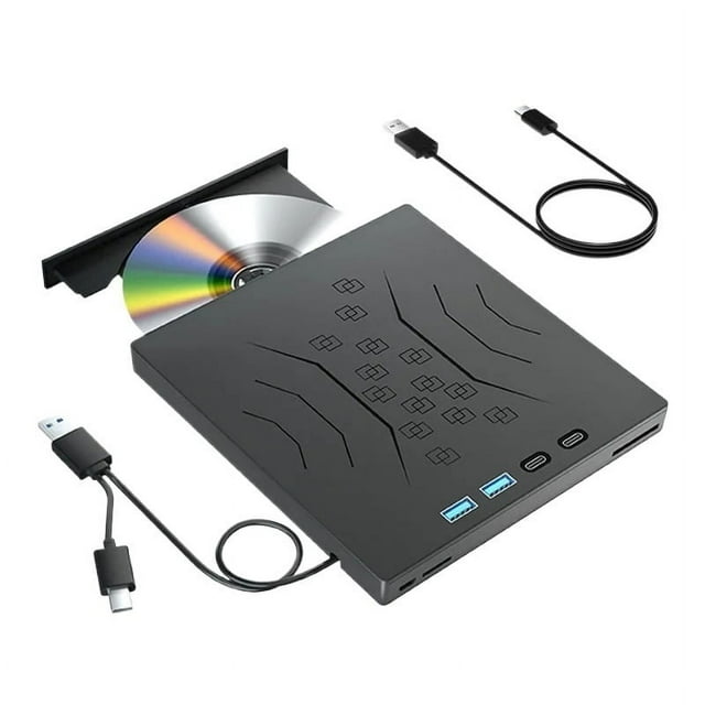 7-in-1 External DVD Optical Drive Portable CD DVD -/+RW Player with USB3.0 USB-C SD TF Card Slots ,Portable