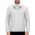 thumbnail image 5 of Sookity Men's Quilted Puffer Jacket Water-Resistant Quilted Puffy Coat Lightweight Warm Winter Coat with Stand Collar Casual Windproof Outerwear Top abrigos para hombres de invierno White,S, 5 of 8