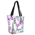 thumbnail image 2 of Gaeub Eiffel Tower and Hearts Printed Tote Bag Grocery Bag Reusable Shoulder Bag with Zip for School Kitchen Park DIY, 2 of 9