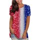 thumbnail image 3 of Día de la Independencia Mujer Casual Sexy Moda Verano Camiseta de cuello redondo Impreso Manga corta Tops Blusa Pompotops hkajfhjk467741, 3 of 5