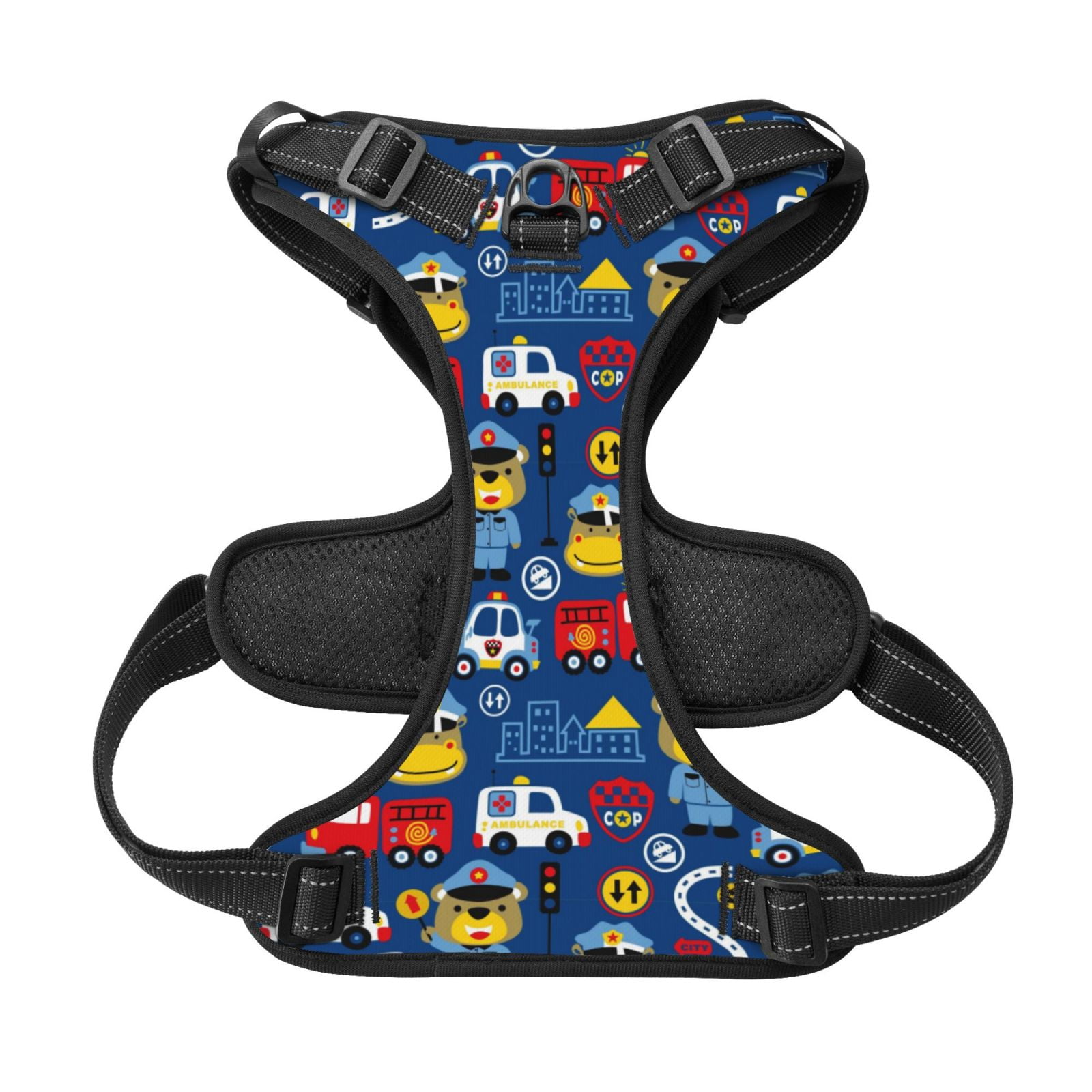 Picia Animals Rescue Team No-Pull Dog Harness Reflective Front Clip Vest with Handle,Step-in Air Dog Harness,Adjustable 2 Metal Rings 4 Buckles,Easy to Put on & Take Off Medium