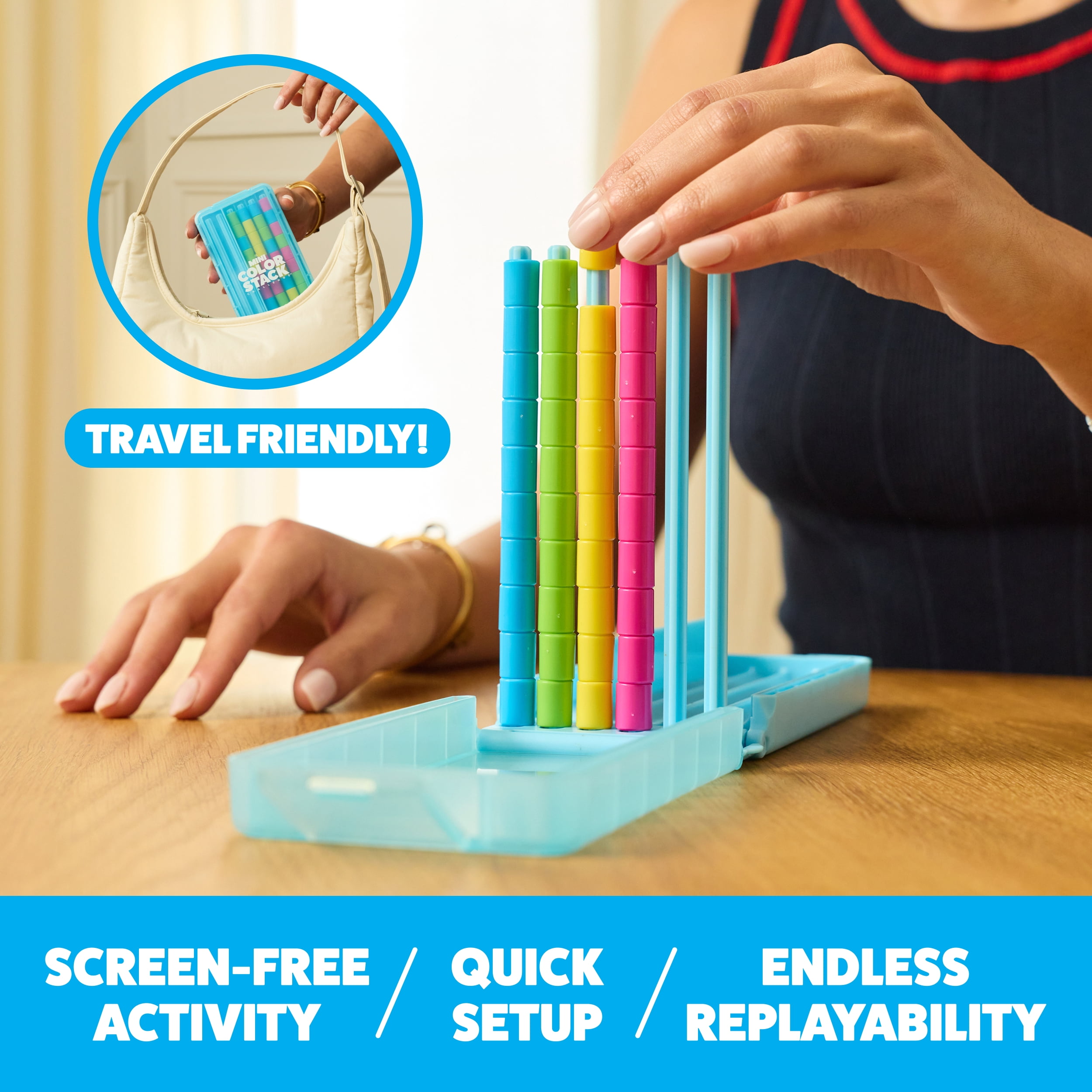 Mini Color Stack Challenge by What Do You Meme? A Solo-Play Travel Games, Includes 1 Travel Case and 40 Rings