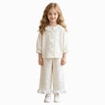 thumbnail image 3 of CAUYDY 2T-5T Toddler Girl Clothing Baby Sleepers Cute Long Sleeved Tee Shirt and Elastic Waist Pants 2Pcs Set Little Kids Outfits for Girls Fall Winter Sizes 3-4 Years,White, 3 of 7