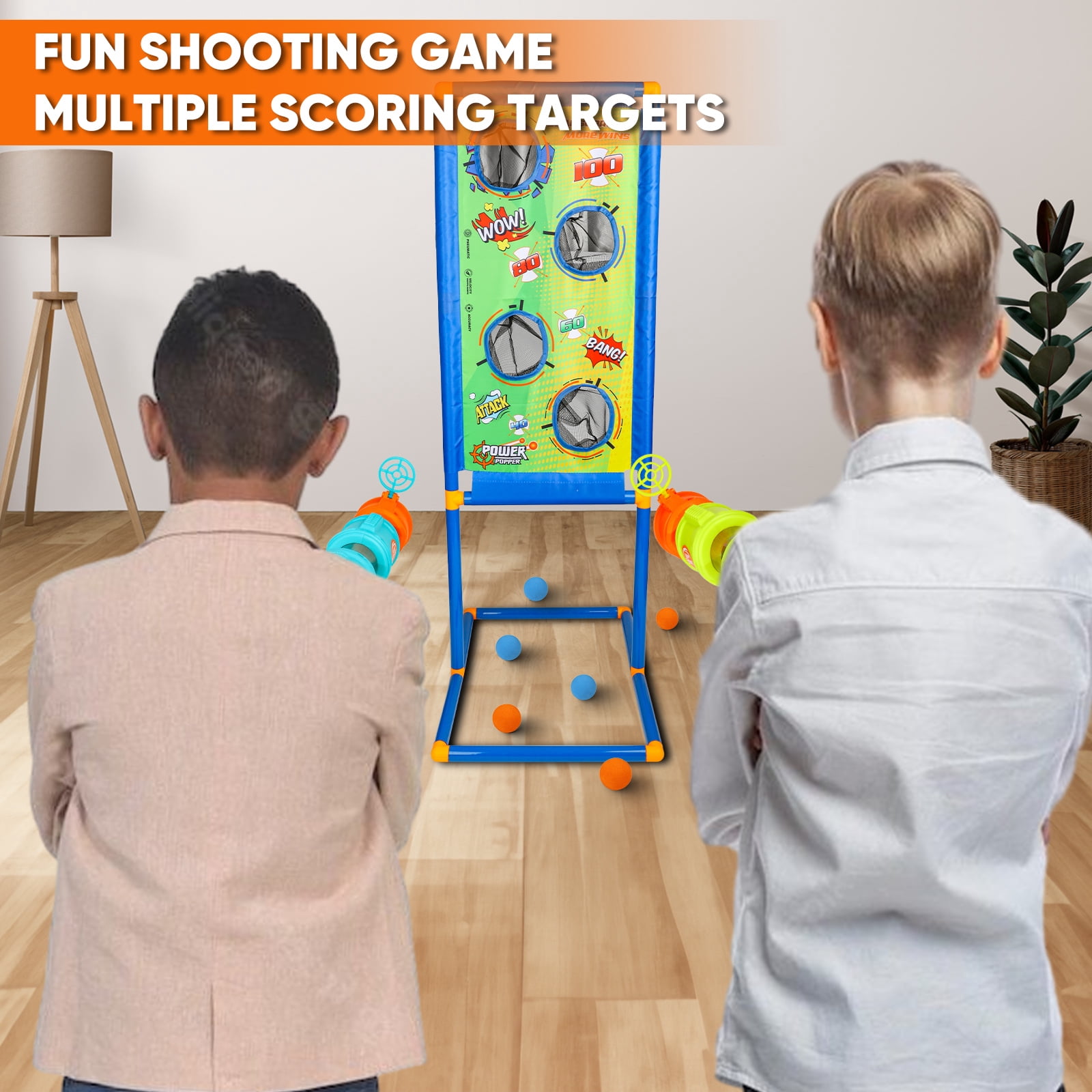 Carsky Shooting Game Toy for Kids Age 6-12 , 2 Air Pump & Shooting Target & 48 Foam, Indoor&Outdoor Play- Ideal Christmas Birthday Toy Gift for Boys 3+