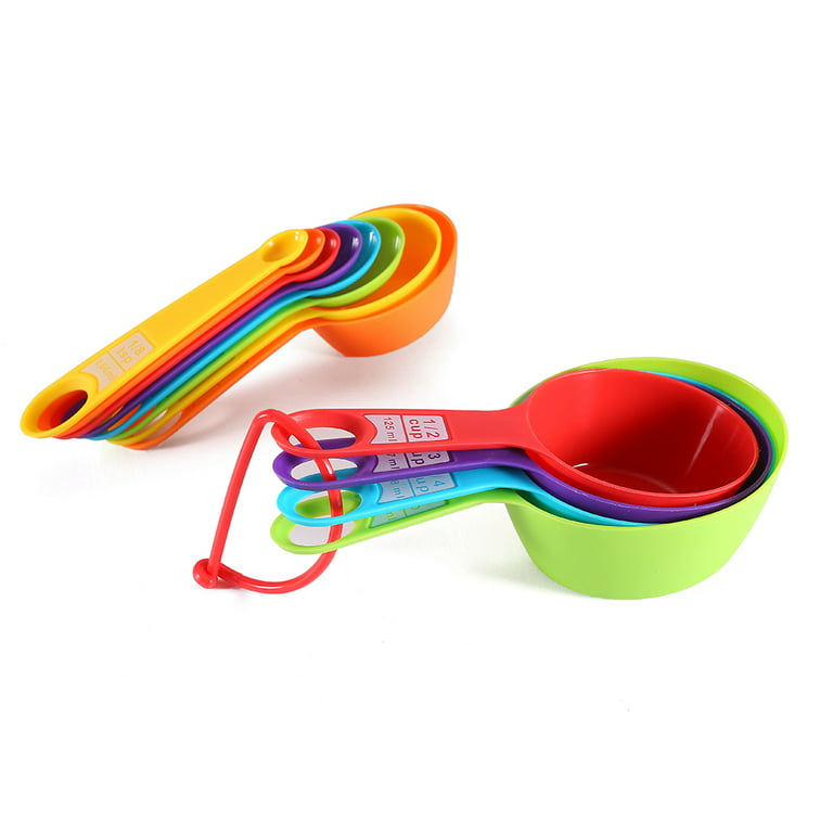 Measuring cups and spoons set of 12, Plastic Colorful Measuring Cups Spoons  Stackable for Measuring Dry and Liquid Ingredients - AliExpress