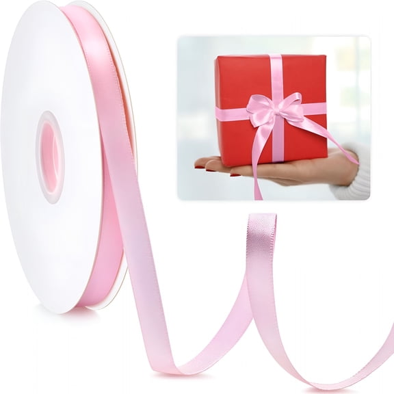 TUWAFE 3/8" Pink Ribbon,50 Yards Valentine Ribbon for Gift Wrapping,Satin Fabric Ribbons for Flower Bouquet Bridal Wedding Party Decoration Crafts Bow Making,Present Wrapping Ribbons