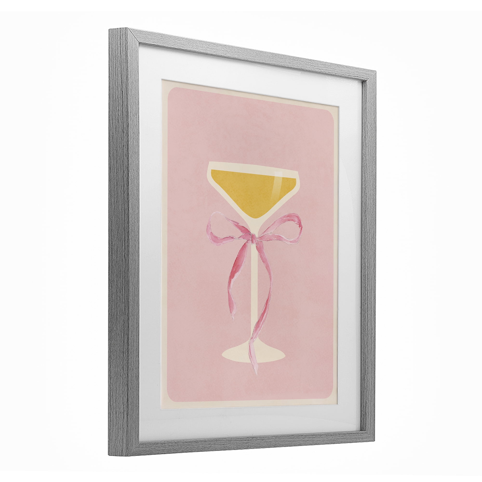 Stupell Industries Champagne Party Glass Gray Framed Print Under Glass, design by Lucille Price