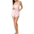 thumbnail image 2 of Unique Bargains Women's Satin Camisole Lace Cami Shorts Pajamas Sleepwear Sets, 2 of 6