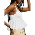 thumbnail image 3 of Musuos Women Solid Color Camisole, Sleeveless Square Neck Backless Puff Pleated Hem Summer Tank Tops Clubwear, 3 of 6