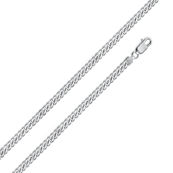 Rhodium Plated 925 Sterling Silver Miami Cuban 080 Chain Link 2.6mm Italy 16" Jewelry Female Unisex